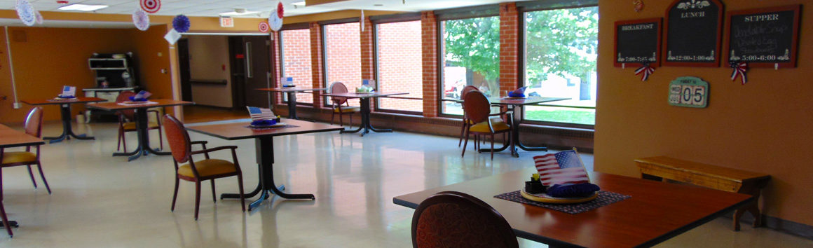 Resident dining room at Rolling Hills Rehabilitation Center and Retirement Home in Sparta, WI