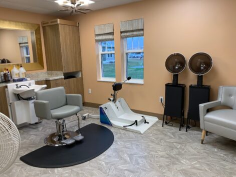 Beauty shop at Rolling Hills Rehabilitation Center and Retirement Home in Sparta, WI